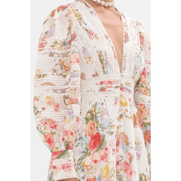 Camilla button front dress with lace insert detail Size XL $999 - Picture 3 of 12